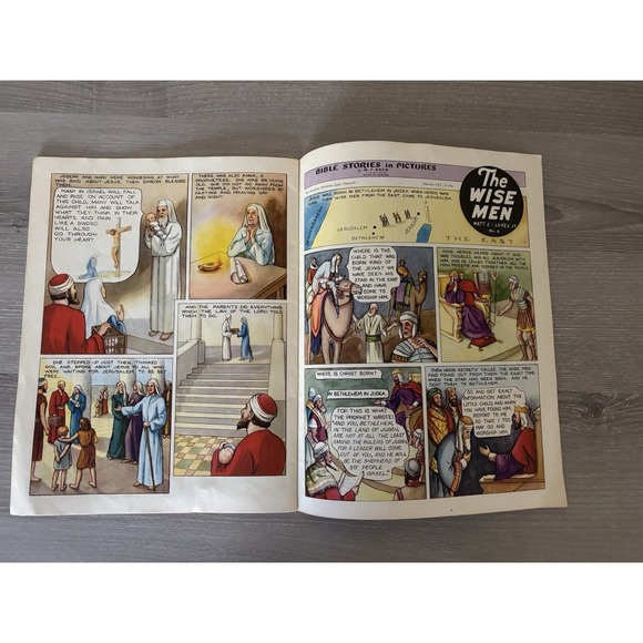 Vintage The Christmas Story In pictures Book Colorful Christmas Time Gift Music - Picture 5 of 5